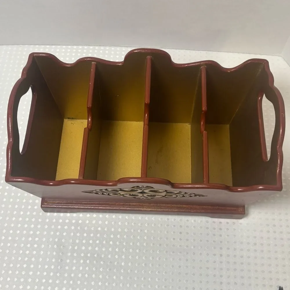 Wooden Desk Organizer Italian Florentine Styling Gold Accents